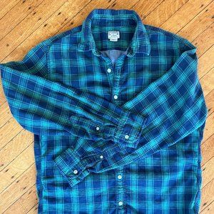 Flannel, chambray-lined, men's J.Crew shirt.